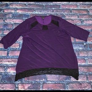 Purple with black lace 2X top